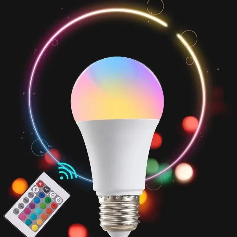 RGB LED Light Bulb E27 Remote Control Dimmable 16 Color Smart Lamp