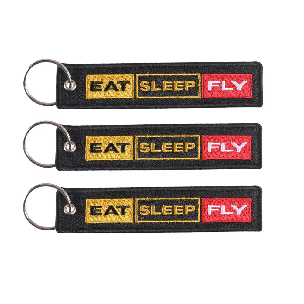 5 PCs Embroidery Eat Sleep Fly Keychains Key Ring | Aviation Pilot Gift Set