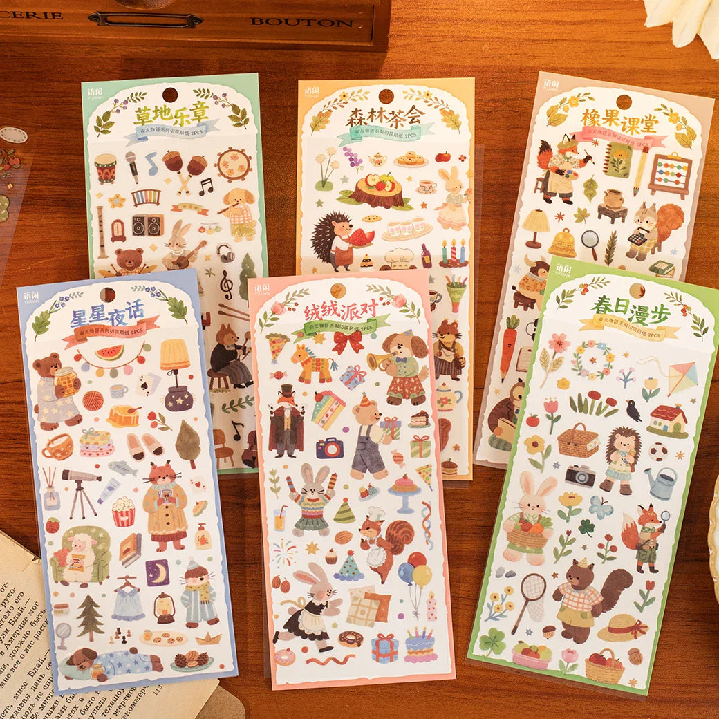 3Packs PET Cartoon Die-Cut Stickers | Journal Decorative Stickers for DIY Scrapbooking and Crafts