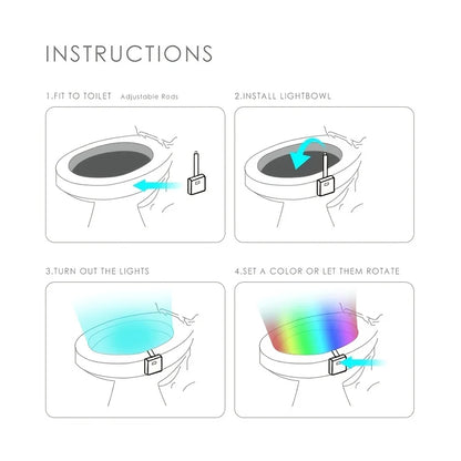 Toilet Motion Sensor Light | 8 Color Changing PIR LED Night Light for Bathroom