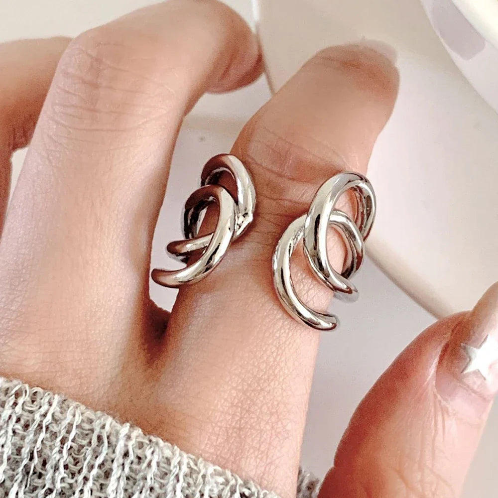 PANJBJ Real 925 Sterling Silver Retro Round Ring | Vintage Fine Jewelry for Women