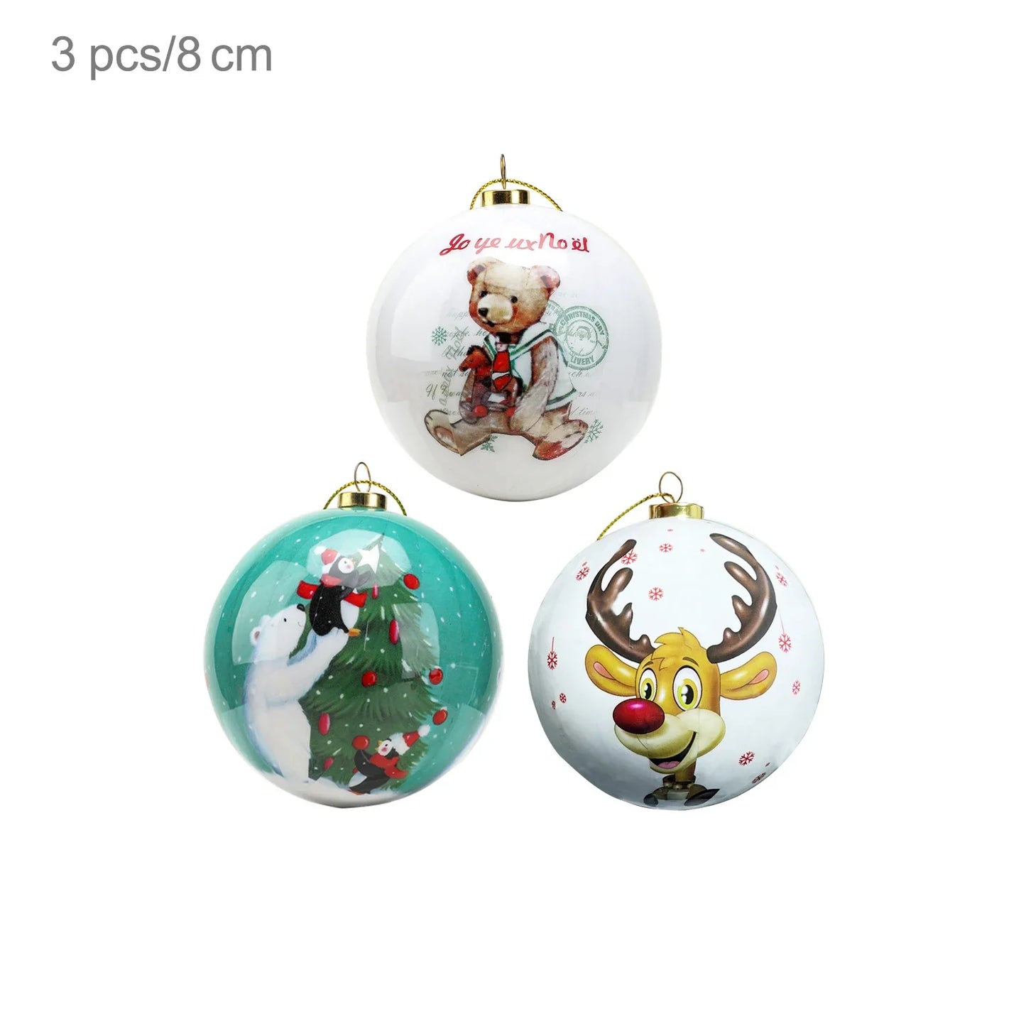 3 boules de Noël 8cm Cadeaux Originaux Décoration de Noël 2024 Décorations de Sapin de Noël Cadeau Pendentifs Boules