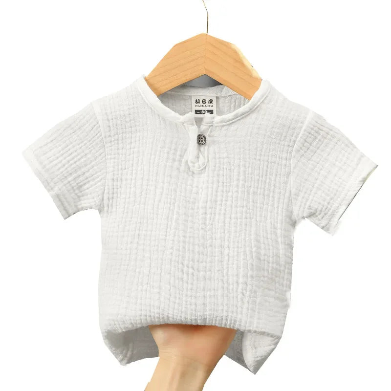 Kids Cotton Linen Long Sleeve T-Shirt – Soft Casual Top for Babies and Toddlers, Unisex Summer Wear
