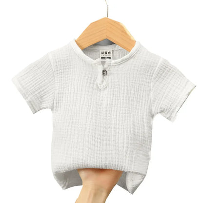 Kids Cotton Linen Long Sleeve T-Shirt – Soft Casual Top for Babies and Toddlers, Unisex Summer Wear