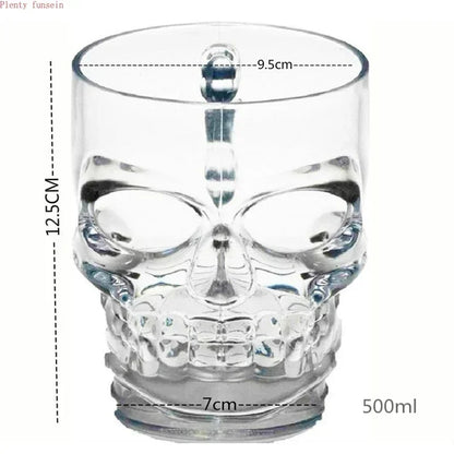 Classcial Pirate Partner Beer Cup 500ml Crystal Glass Creative Skull Face Bone with Handle Drinking Wine Vodka Essential Bar KTV