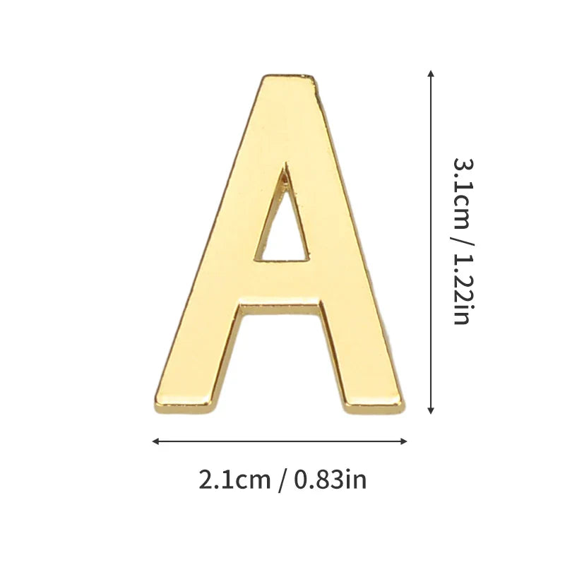 1 Pieza de metal autoadhesivo, número de casa, letras del alfabeto inglés para placa de puerta de apartamento, mesa, pegatinas de número de buzón de 3 x 2 cm