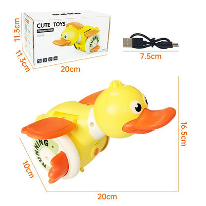 Kid Electric Rotating Duck Simulated Foraging Free Rotation Duck Sound&Light Music Tummy Time Toys Crawling Toys Educational Toy