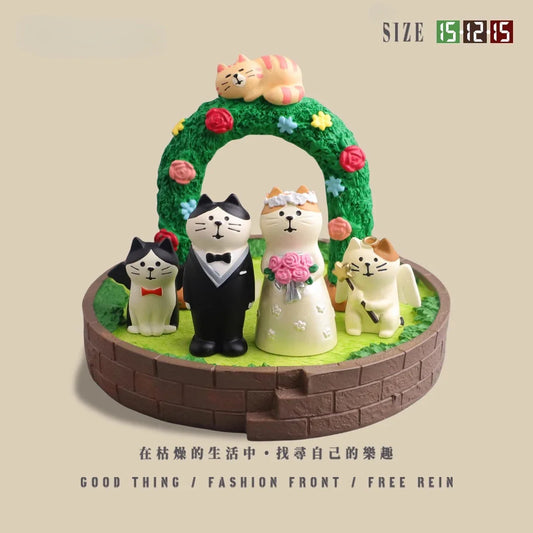 Angel devil Figures Wedding Celebration Bride and Cat Decoration Car Interior Desktop Creative Miniature Ornament Accessories
