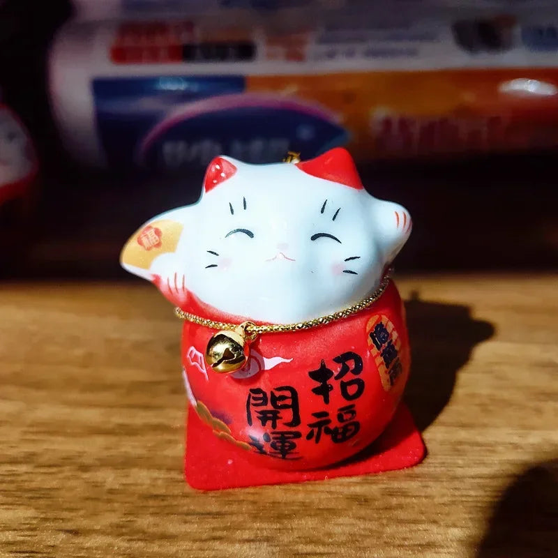 Cerámica Japonesa Daruma Artesanía Gato de la Suerte de Dibujos Animados Adorno de la Fortuna Paisaje Accesorios de Decoración del Hogar Regalos Decoración de la Sala de Estar