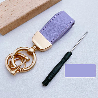 Luxury Suede Leather Flip Fur Keychain | Car Key Accessory