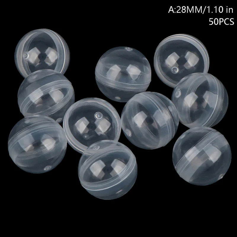 50pc Mini Clear Plastic Capsules | Gashapon Surprise Balls for Vending Machines & DIY Crafts