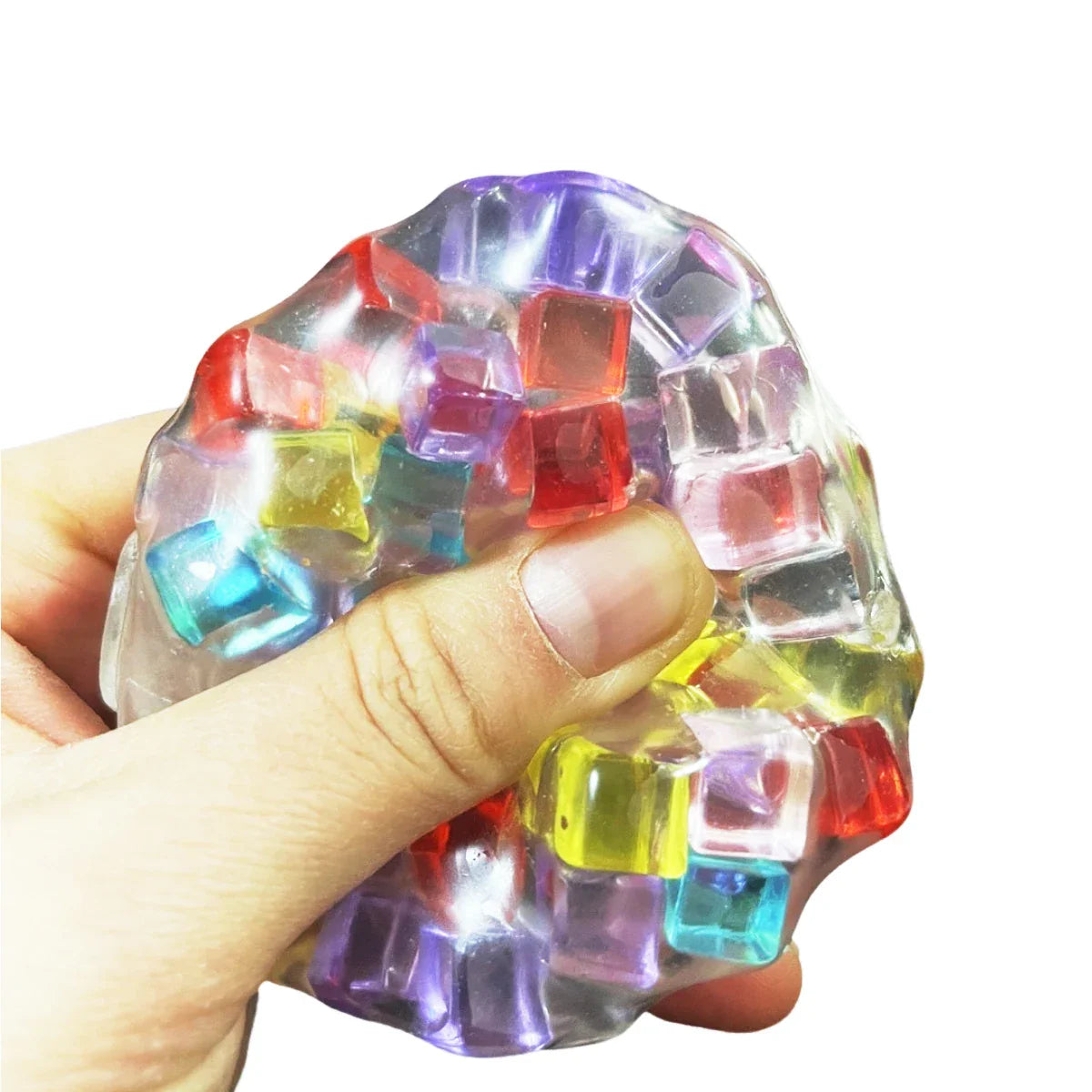 Rainbow Cube Stress Ball | TPR Bead Sensory Fidget Toy for Kids and Adults