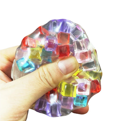 Rainbow Cube Stress Ball | TPR Bead Sensory Fidget Toy for Kids and Adults