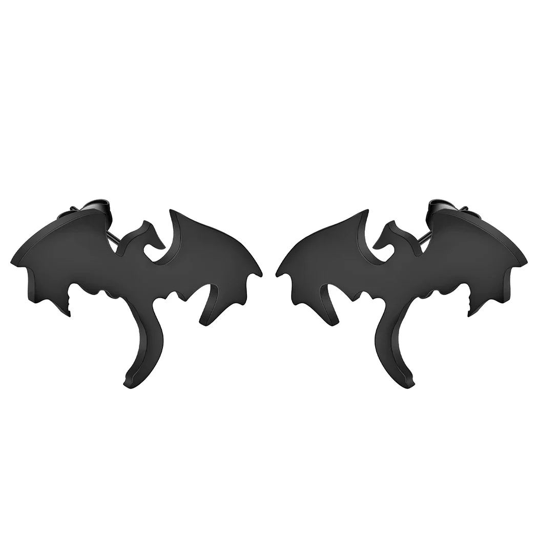 Punk Black Western Dragon Ear Stud | Stainless Steel Stud Earrings