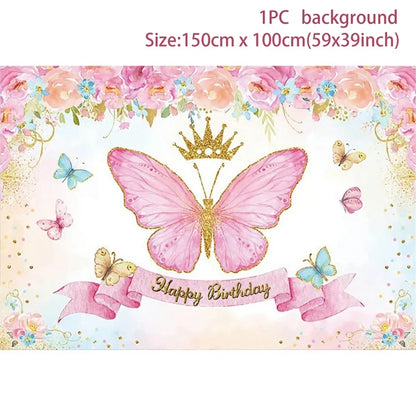 Vaisselle jetable Papillon Violet Serviette Papillon Décoration de Fête d'Anniversaire Fille Baby Shower Baptême Révélation de Genre Fournitures