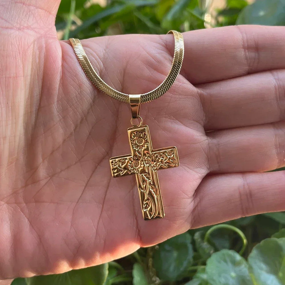 Christian Cross Necklace for Men Women | Stainless Steel Religious Pendant Jewelry