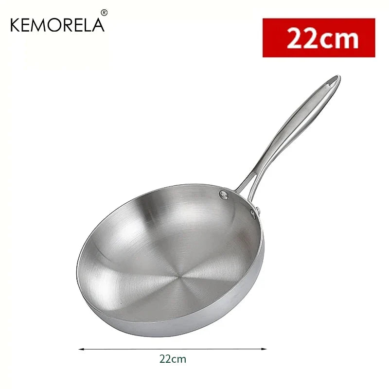 Poêle à frire en acier inoxydable 304, antiadhésive, pour la cuisson des steaks, casserole de cuisine sans revêtement pour cuisinière à gaz et cuisinière à induction