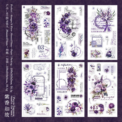 Journal GO 6pcs Vintage Flower Stickers | Fresh Plant Collage for Scrapbooking