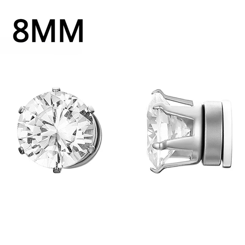 Magnetic Clip Earrings for Women and Men | No Piercing Crystal Studs
