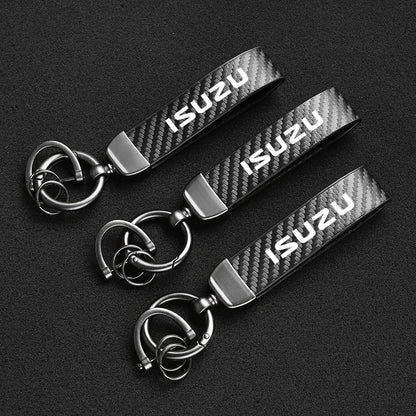 Isuzu Dmax Keychain with Microfiber Leather | Carbon Fiber Style Key Ring