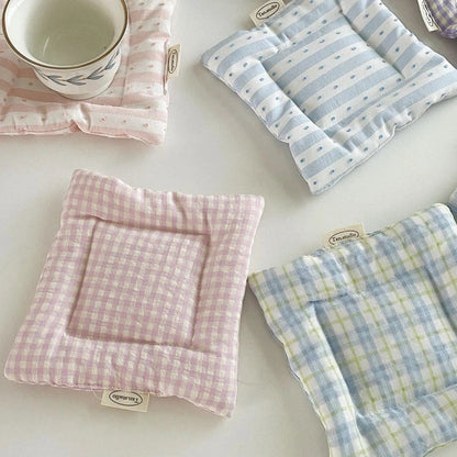 Korean Cotton Coaster Key Storage Jewellery Mat Double-sided Thickened Fabric Sweet Drawstring Portable Accessories  Cafe