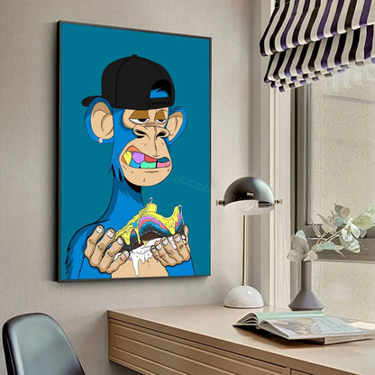 Funky Funny Animal Monkey With A Hat Fashion Bored APE A Poster HD Posters Home Room Bar Cafe Decor Art Wall Painting Picture