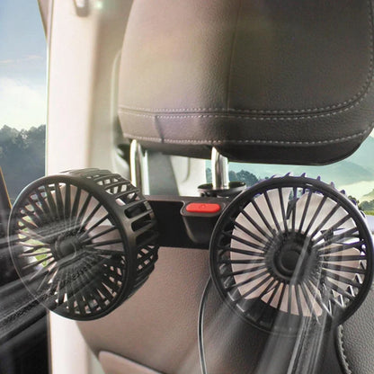 Portable Dual-Head USB Fan for Car with 360° Rotation & 3 Speed Settings for Ultimate Comfort