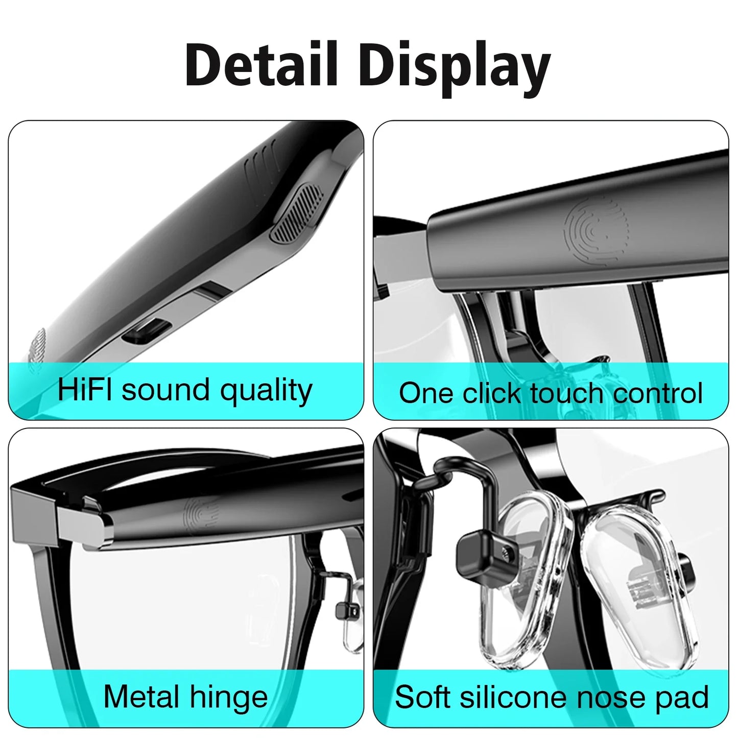 Wireless Smart Glasses with Bluetooth Music & Calling for Android iOS Tech
