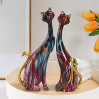 Home Decor Nordic Graffiti Art Oil Painting Cat Decoration Resin Abstract Ornament Figurines Bedroom Desktop Porch Cat Sculpture