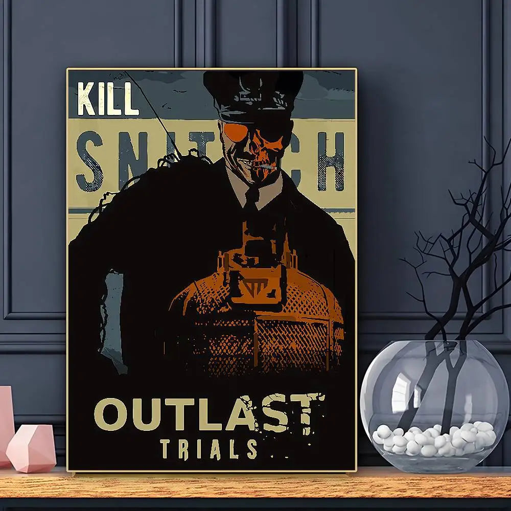 JUEGO The Outlast T-Trials Póster HD Arte Adhesivo de Pared Impermeable Decoración para el Hogar Sala de Estar Bar