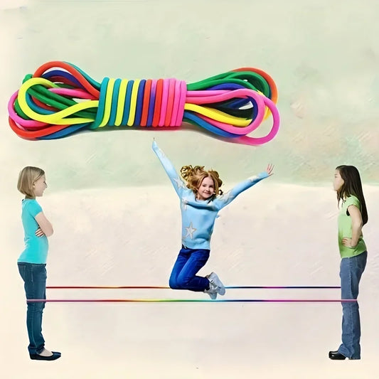Cuerda de saltar súper elástica | Cuerda de saltar de goma ajustable para niños y juegos en grupo