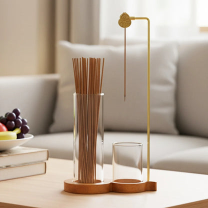 Brûleur d'encens 2 en 1 en forme de calebasse, porte-encens anti-cendres avec récupérateur de cendres en verre et rangement pour encens, pour yoga, méditation, spa