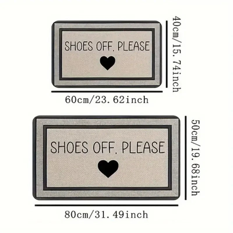 Alfombra estampada VIKAMA ZAPATOS FUERA POR FAVOR, resistente a la suciedad y fácil de limpiar, felpudo para pasillos y entradas de dormitorios, decoración del hogar