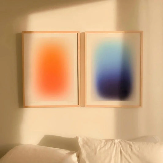 Moderne, Minimaliste, Art Mural, Dégradé Tourbillon Bleu Orange, Impression sur Toile HD, Salon, Décoration de Chambre