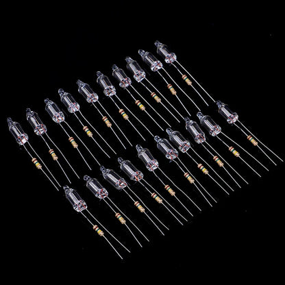 20PCS Neon Indicator Lamps With Resistors for 220V AC Mains | Red Glow Lamp