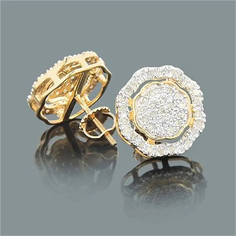 Square Cubic Zirconia Stud Earrings | Vintage Style for Women and Men
