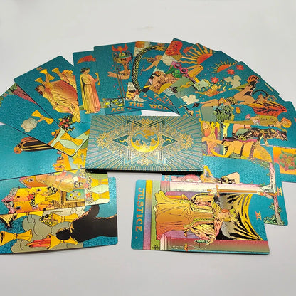 Nouvelles cartes de tarot dorées, magnifique jeu étanche, jeu de société mystère, oracle de divination coloré avec boîte cadeau
