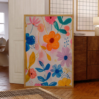 Tableaux d'art mural modernes de fleurs roses, bleues et jaunes entrelacées, impressions sur toile, affiches, images pour la décoration intérieure du salon
