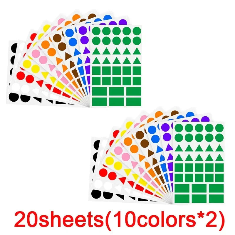 Colored Triangles Rectangular Dot Stickers for Kids | Jigsaw Puzzle Geometry Scrapbook Labels