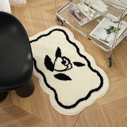 VIKAMA Ins Style Black And White Imitation Cashmere Carpet Comfort Insulation Porch Entry Carpet Bathroom Door Carpet Home Decor
