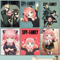 Lienzo clásico retro, anime "Spy X Family", póster impreso en HD, pintura decorativa para el hogar, sala de estar, dormitorio