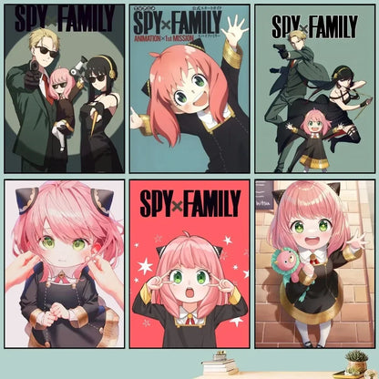 Lienzo clásico retro, anime "Spy X Family", póster impreso en HD, pintura decorativa para el hogar, sala de estar, dormitorio
