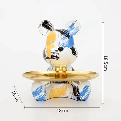 2025 Nouvelle Figurine Ours Graffiti Décoration Maison Statue Animal Étagère Rangement Clés Sculpture Moderne Décoration Table Statues Cadeau