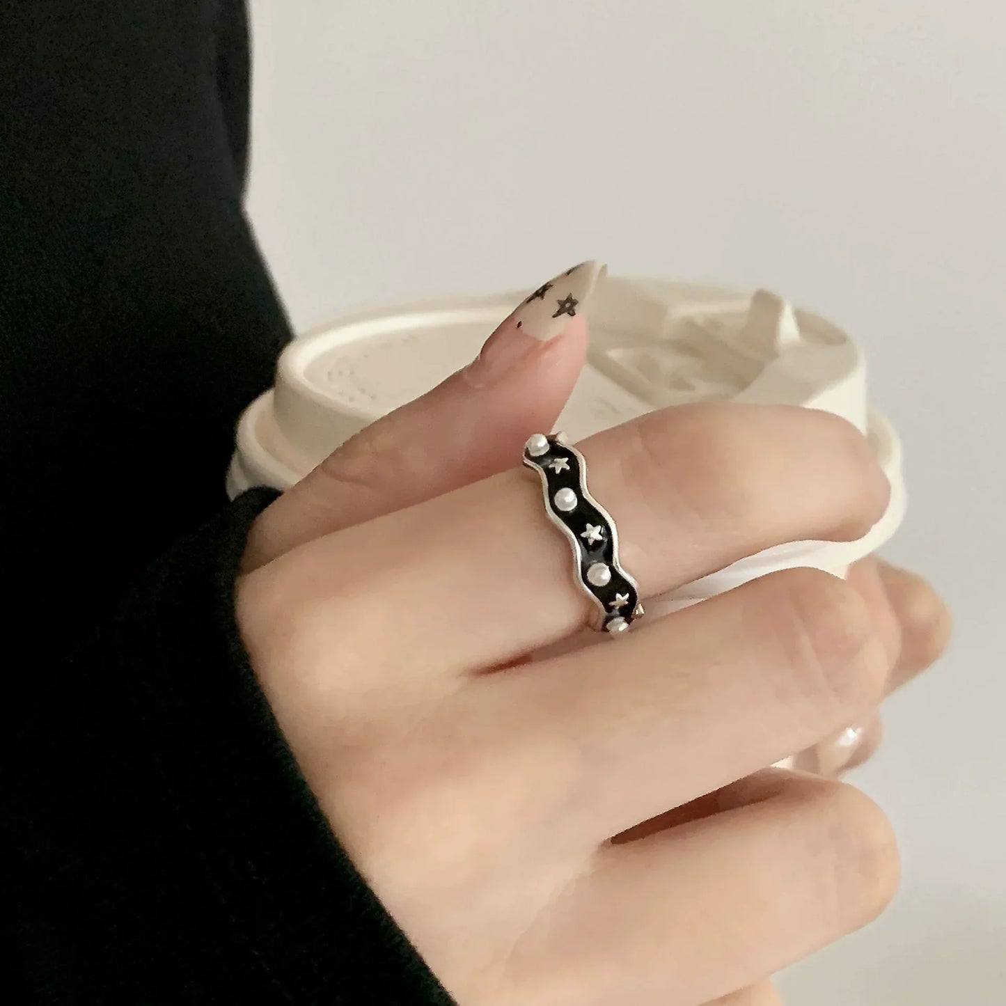 VENTFILLE 925 Sterling Silver Flower Lace Ring | Korean Fashion Adjustable CZ Ring