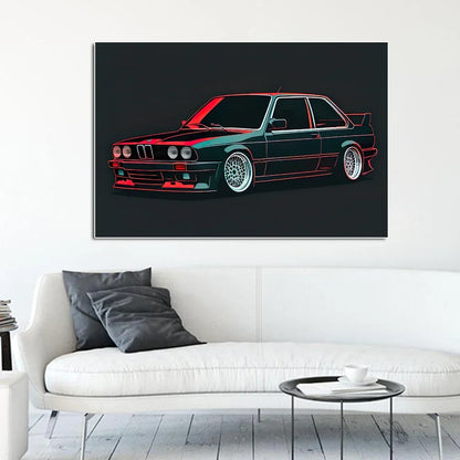 Voiture de sport E30, Graffiti de voiture de course de luxe, Art mural, Affiche imprimée sur toile HD, Décoration de maison, de salon, de chambre