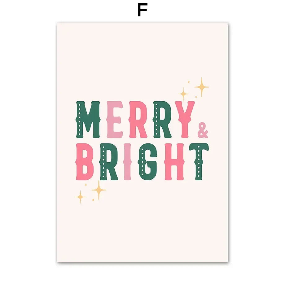 Arte de pared moderno y sencillo, árbol de Navidad rosa, Papá Noel, impresión en lienzo HD, póster, decoración para sala de estar, dormitorio