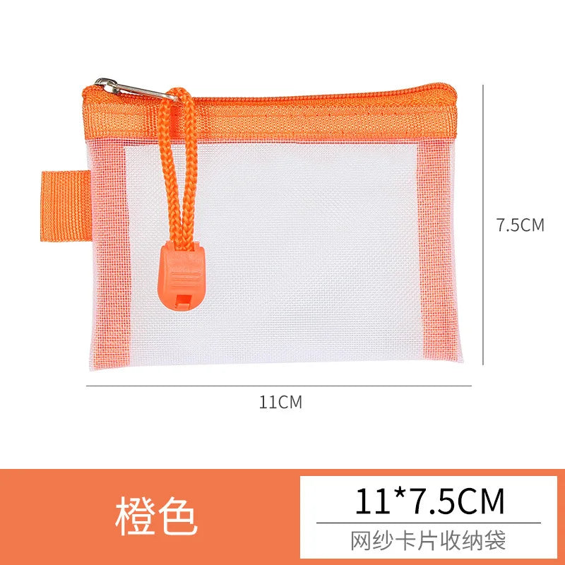 Mini Transparent Mesh Zipper Card Storage Bag | Portable Nylon Coin Purse