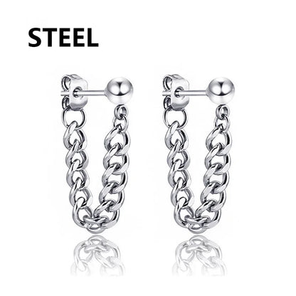 Cross Feather Stud Earrings Set | Unisex Stainless Steel Punk Jewelry