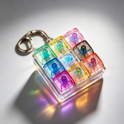 LED Keyboard Keychain Fidget Toy | Crystal Clicker for Stress Relief
