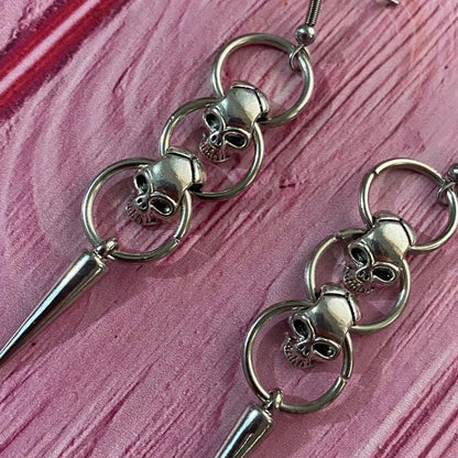 Gothic Skull Dangle Earrings | Punk Egirl Aesthetic Drop Earrings